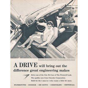 1959 Chrysler Convertible Swivel Seats Can Do Cars Vintage Print Ad Photo 50s